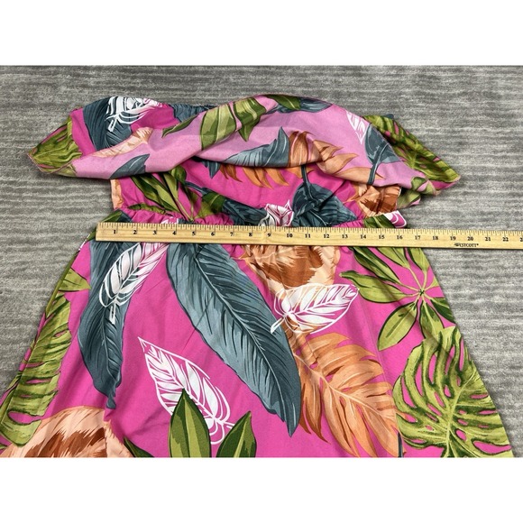 Shein Dress Womens XL Pink Tropical Floral Strapless Mini Polyester - Picture 5 of 13